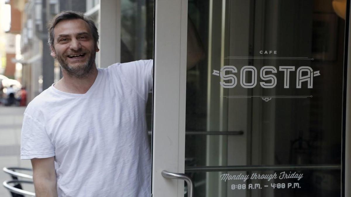 Owner Jerome Lauck at his cafe, Sosta, which is on the street level of the Red Hat Building in downtown Raleigh.