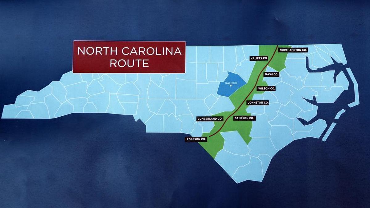 The proposed natural gas Atlantic Coast Pipeline would cross eight NC counties.