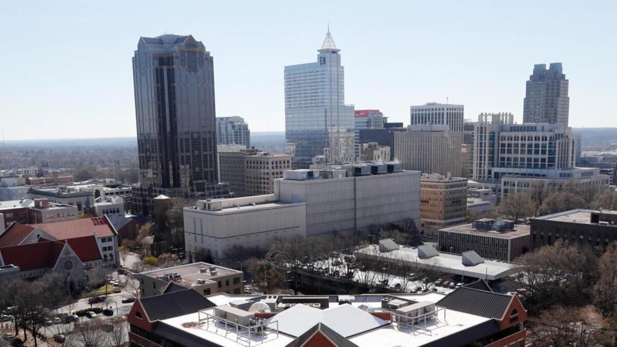 Skyline view of Raleigh, NC, as seen from the roof of the Holiday Inn Downtown on March 17, 2017.