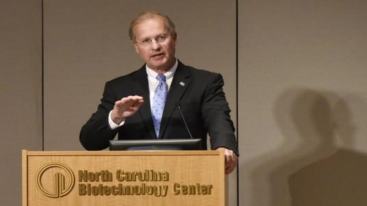 Donald van der Vaart, Secretary of the N.C. Department of Environmental Quality speaks at the Environmental Health Summit in Durham, N.C. on Monday.