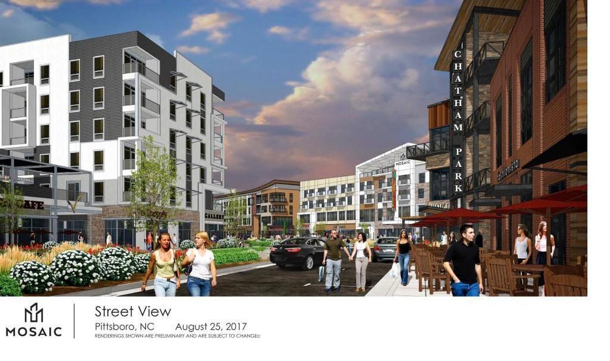 Rendering of Mosaic, a commercial, residential and entertainment development that is part of the massive Chatham Park project near Pittsboro.