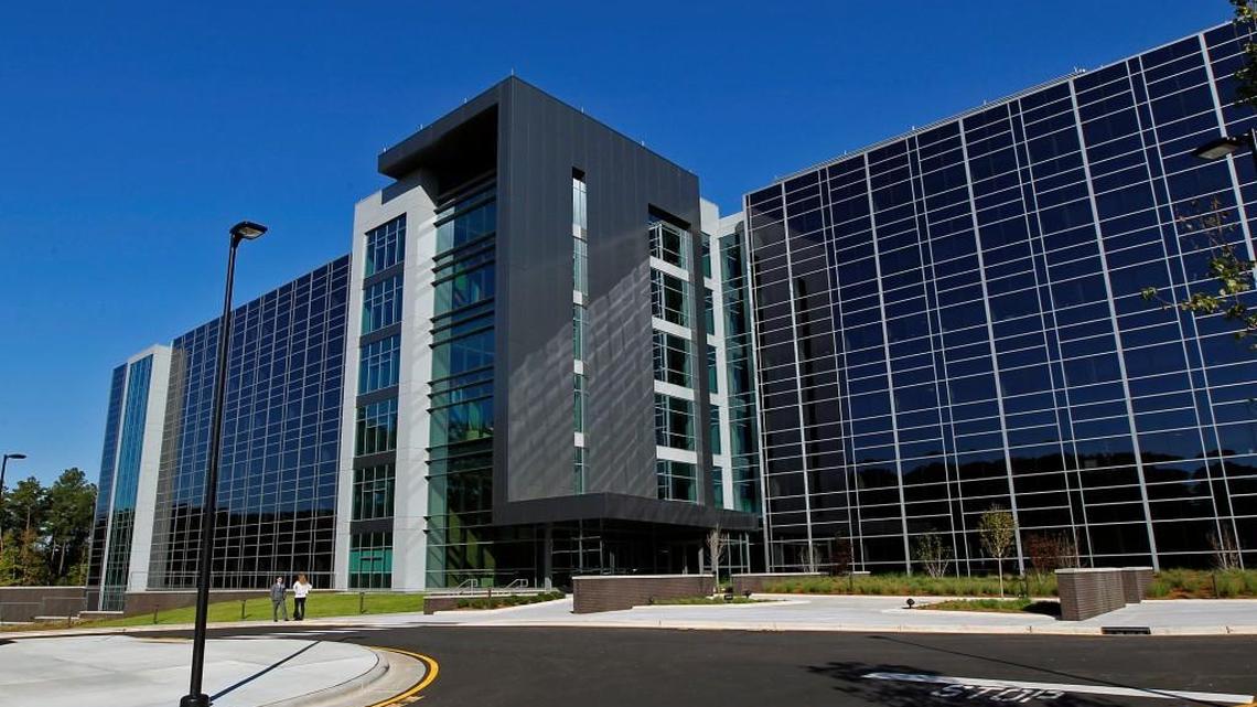 Exterior of the "Q" Building that Gov. Pat McCrory and SAS CEO Jim Goodnight dedicated on the SAS campus in Cary on Oct. 21, 2014.