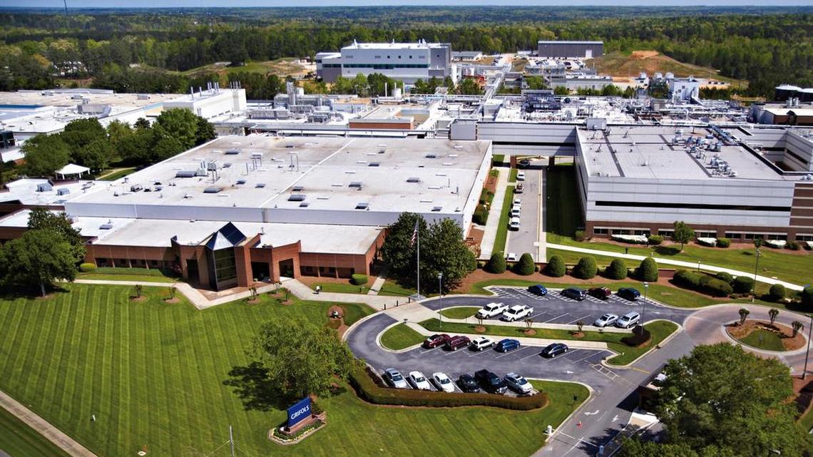 An aerial photograph of Grifol’s Clayton site, where it employs 1,600 people. The Spanish company plans to build two more plants on the site.