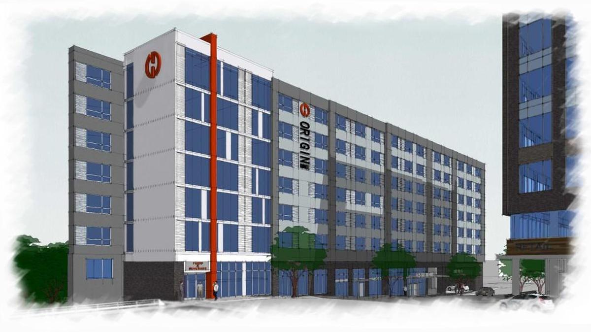 The new hotel in the One Glenwood tower project under construction will be called Origin, which is a new brand developed by The Thrash Group, developers based in Mississippi.