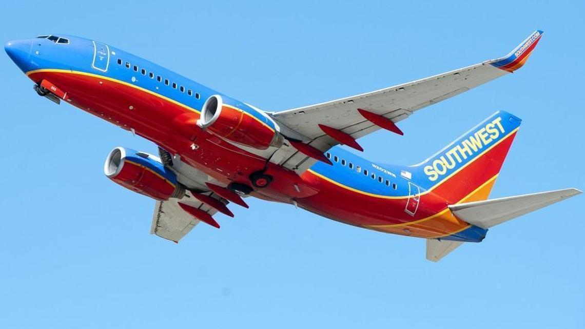 A Southwest Airlines Boeing 737 takes off at Los Angeles International Airport in 2015.