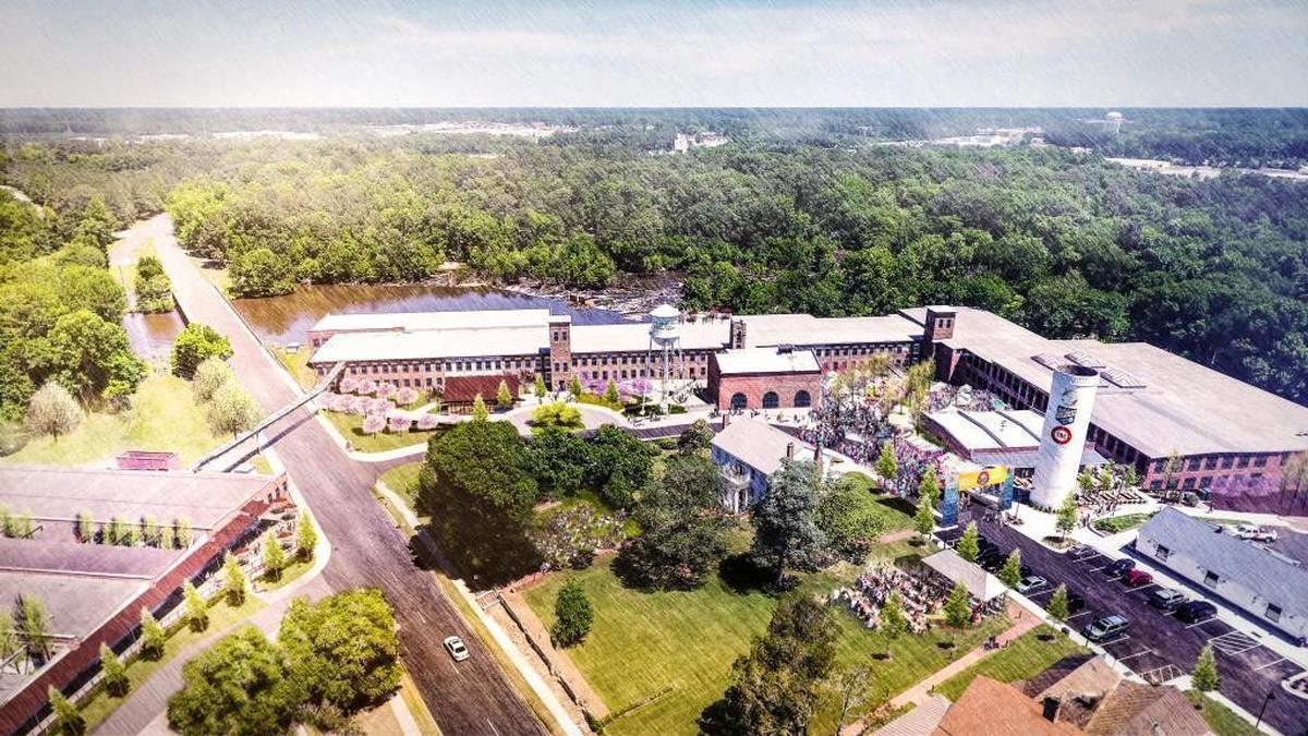 This rendering of the Rocky Mount Mills development shows how the project will look when completed. Currently, renovations to the old mill are 40 percent complete, with offices and lofts still being built. Some restaurants and breweries are already open.