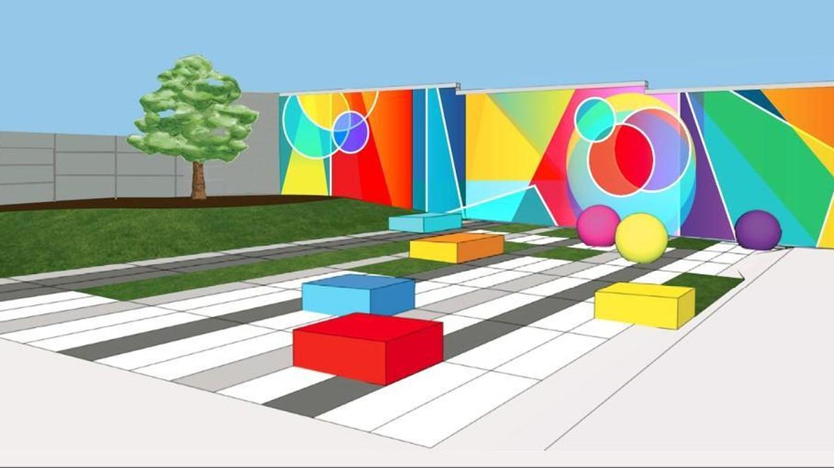 This rendering shows what the “Color Pop Corner” gateway to the Moore Square neighborhood might look like.