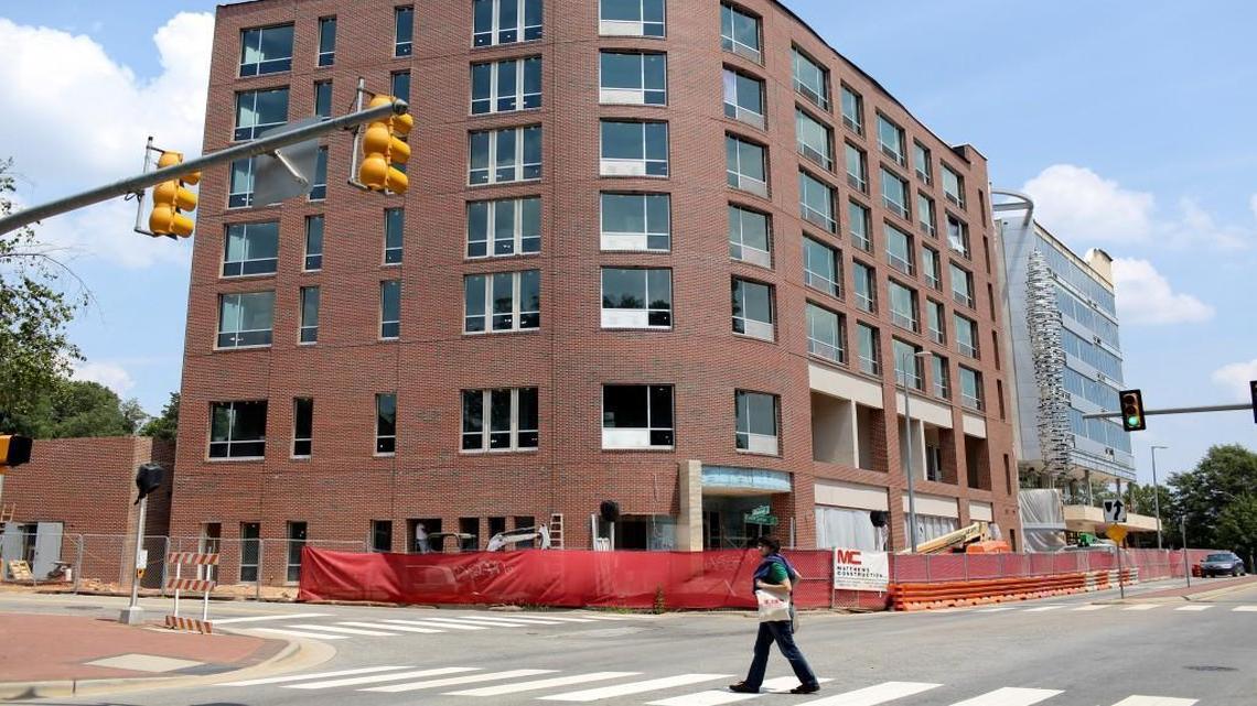 The Aloft Hotel on Hillsborough Street, shown under construction in August, will add some hotel capacity in Raleigh.