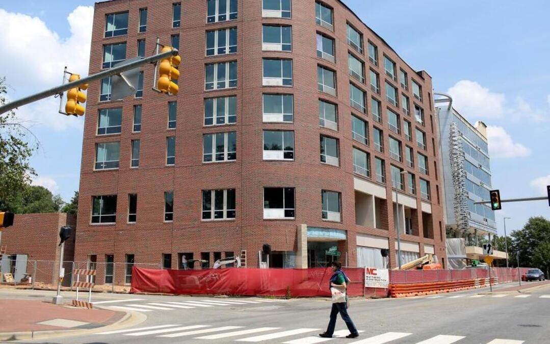 The Aloft Hotel on Hillsborough Street, shown under construction in August, will add some hotel capacity in Raleigh.