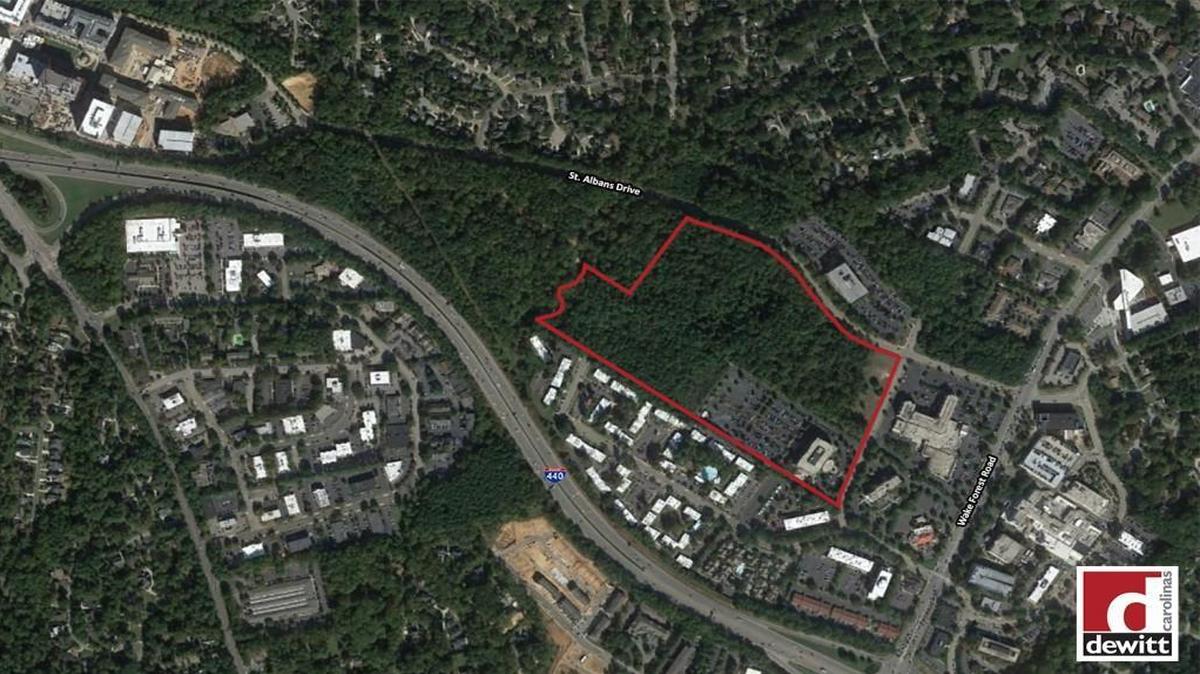 An aerial view of the property along St. Albans Drive in Raleigh now owned by Dewitt Carolinas.