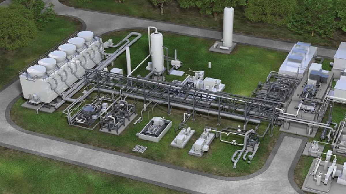 This artist's rendering shows an experimental non-polluting power plant designed by Durham-based NET Power. The 25 megawatt facility is under construction Texas and is expected to start generating electricity for the Texas power grid in the first quarter of 2017.