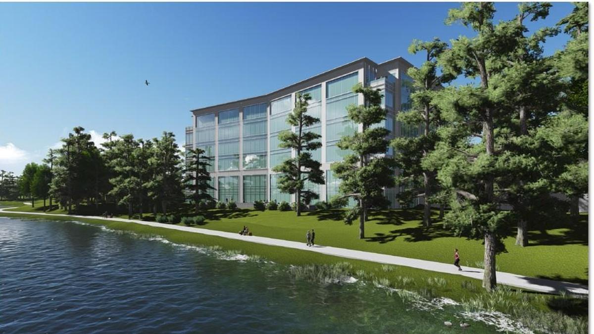 Lakeside view rendering of Regency Woods II office building in Cary, slated to begin construction this fall.
