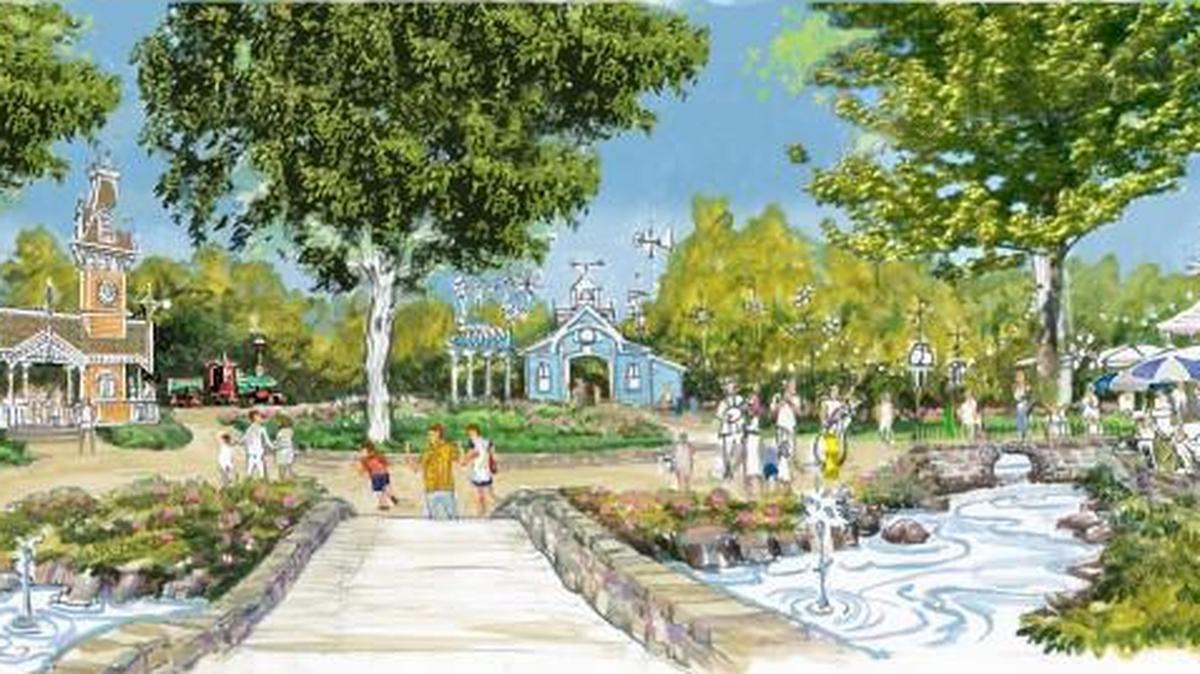 An illustration of Whirligig Woods on its opening day.