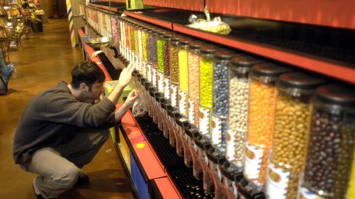 FILE PHOTO: Candy freak and author Steve Almond samples some Jelly Belly flavors at Southern Season.