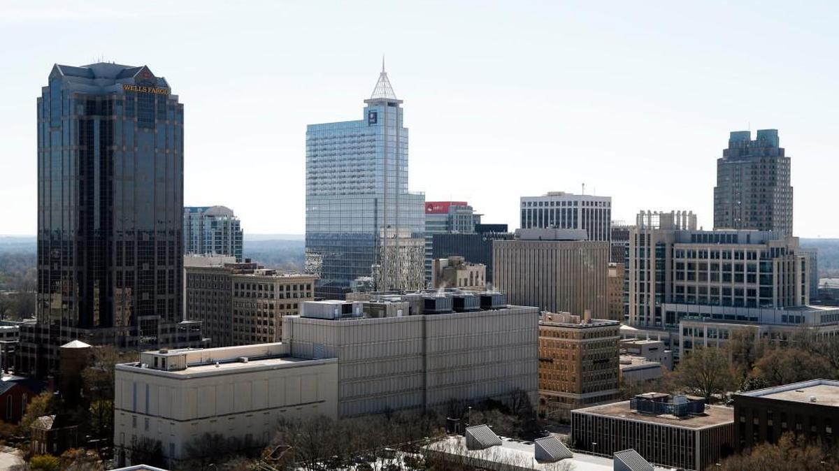 Skyline view of Raleigh, N.C., as seen from the roof of the Holiday Inn Downtown on March 17, 2017.
