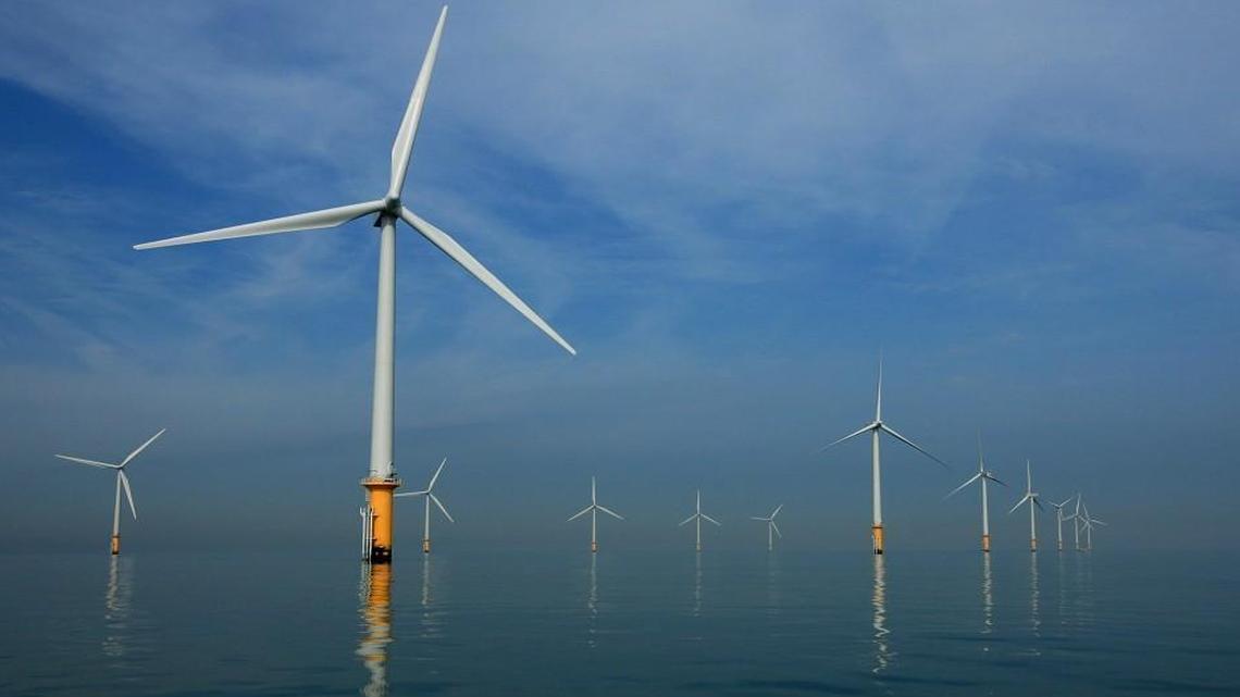 A new study says an offshore wind farm erected off the coast of North Carolina, like this one near Liverpool, England, would reduce coastal rentals and potentially harm tourism.