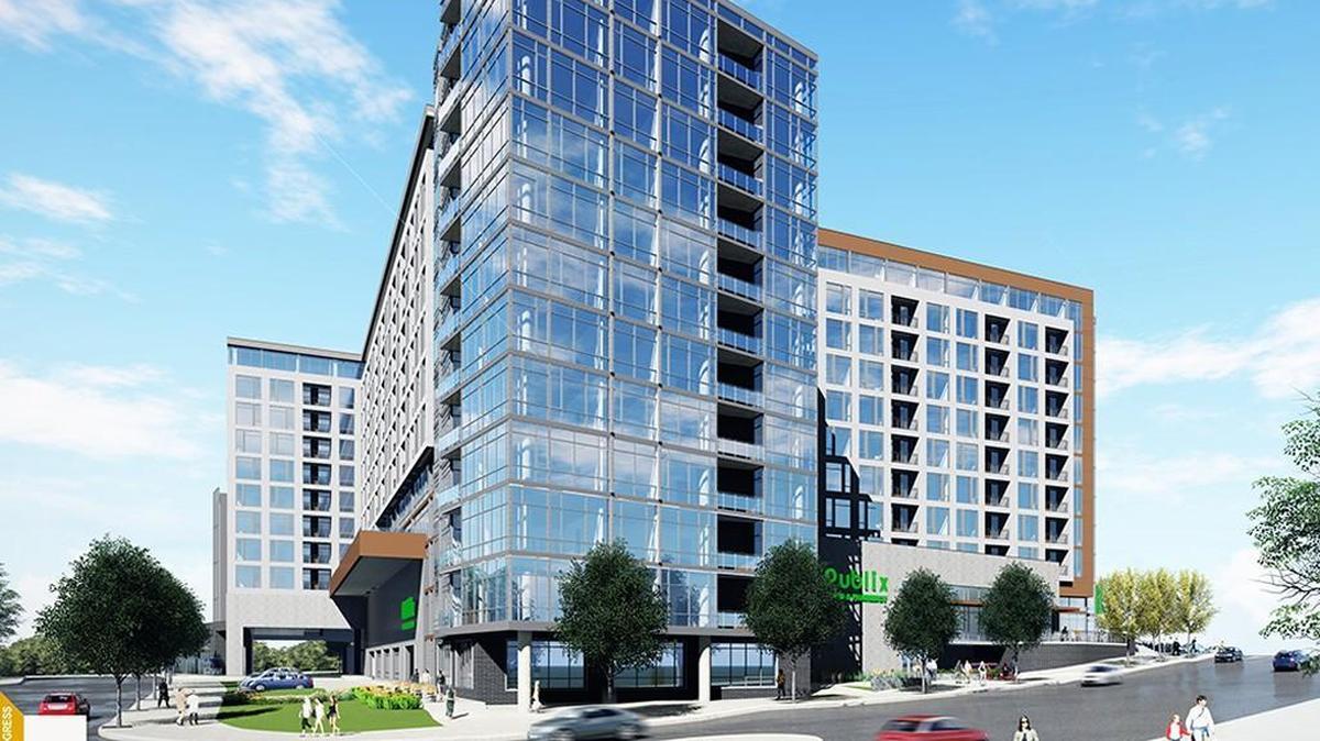 A rendering of the Publix-anchored multi-use project at West and Peace streets in downtown Raleigh.