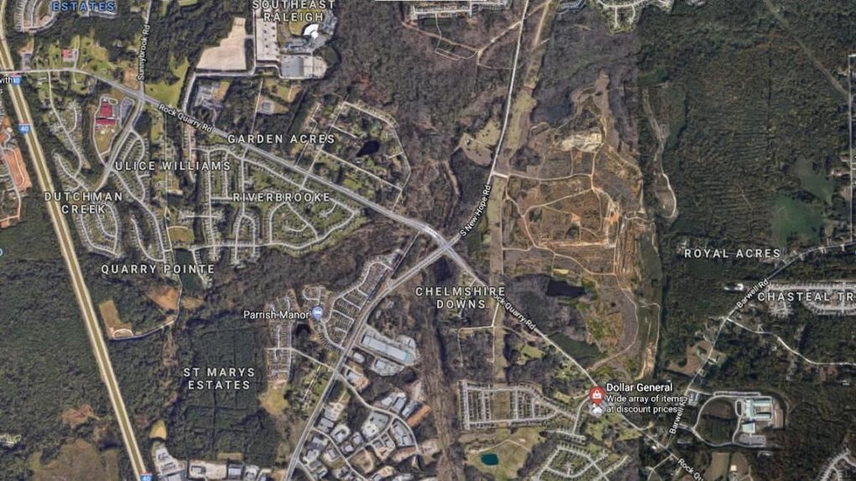 The land along New Hope Road and Rock Quarry Road was cleared 10 years in preparation for a 600-acre project that didn’t materialize. Developers are hoping to reinvent the project.