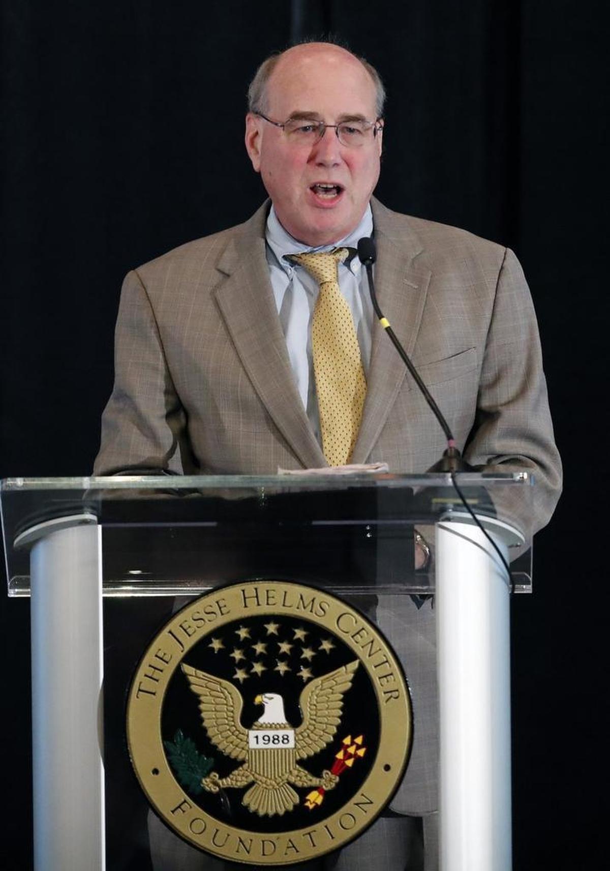 Art Pope, chairman of his family-owned business Variety Wholesalers, says the company’s retail stores are doing well. Pope, a former state legislator and a former state budget director, is shown speaking to a group at the Sheraton in downtown Raleigh earlier this year.