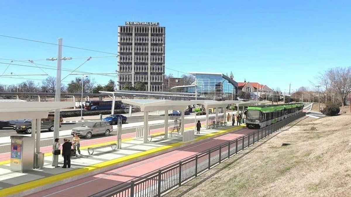 A concept illustration shows what a Durham-Orange Light-Rail Transit station might look like in downtown Durham. Economic developers hope that the Triangle’s plans for future mass transit are enough to help woo Amazon as it searches for a site for a second headquarters.