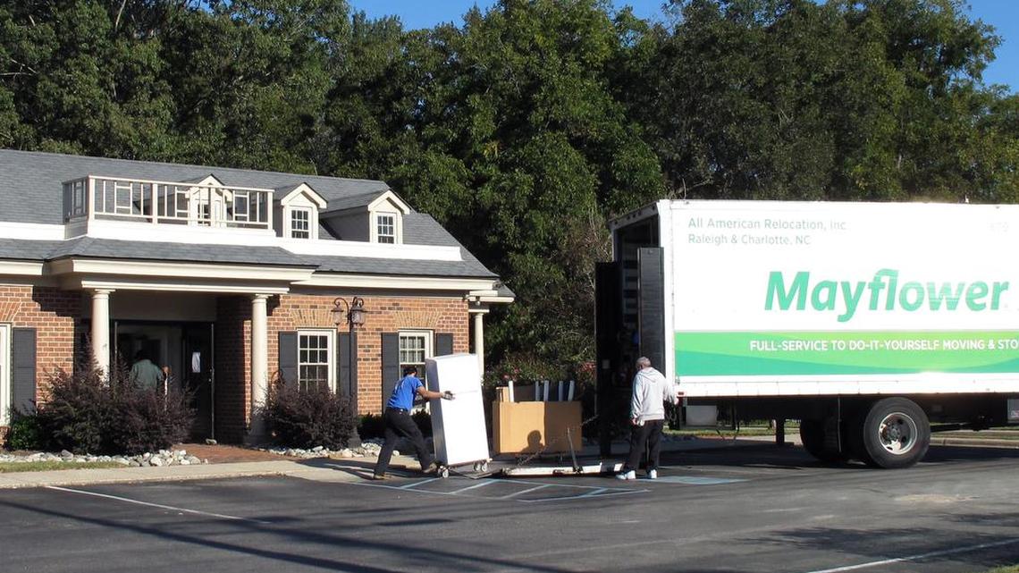 The moving van arrived at the site of the former PNC Bank branch in Rich Square several days after the branch closed.