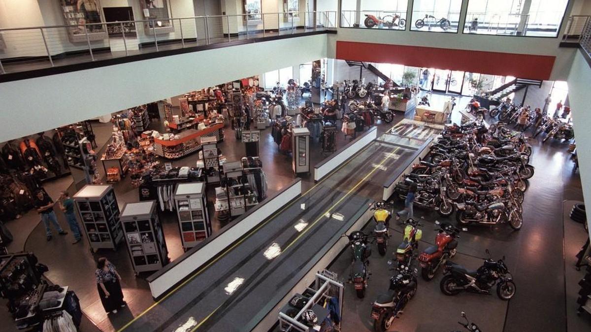 The showroom at the Ray Price Harley-Davidson/Triumph dealership in Raleigh. The business has been sold to an Arizona businessman.