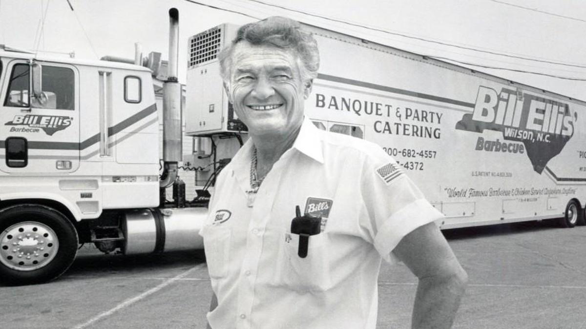 Bill Ellis, founder of Bill Ellis BBQ, poses with one of his trucks in 1987. Ellis died Monday, Feb. 27, 2017 at age 83.