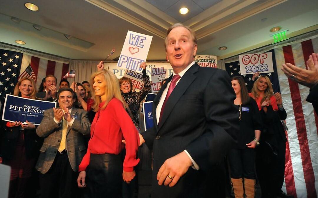 Robert Pittenger is joined by his wife, Suzanne, to celebrate his 9th District Congressional win at the Charlotte Marriott SouthPark Tuesday, Nov. 6, 2012. 