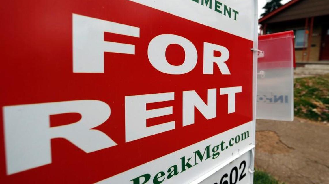 In this Nov. 20, 2015, file photo, a rental sign is seen outside a property in Denver. The majority of U.S. renters are now older than 40, a fundamental shift over the past decade that reflects the lasting damage of the housing crash and an aging population, a study said Wednesday, Dec. 9.
