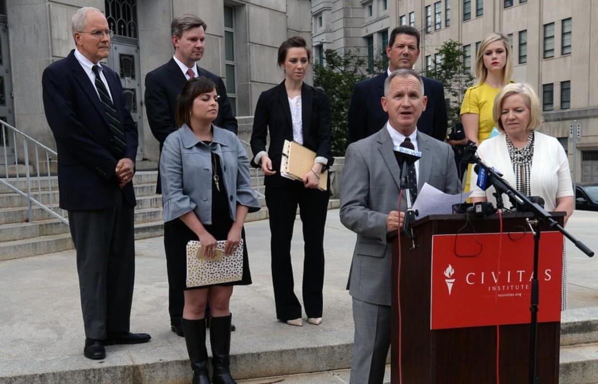 NC Civitas president Francis DeLuca gives a speeech in front of the North Carolina Department of Justice building in May 2016. De Luca wrote in an email newsletter Monday that Giving Tuesday is a “leftist idea.”