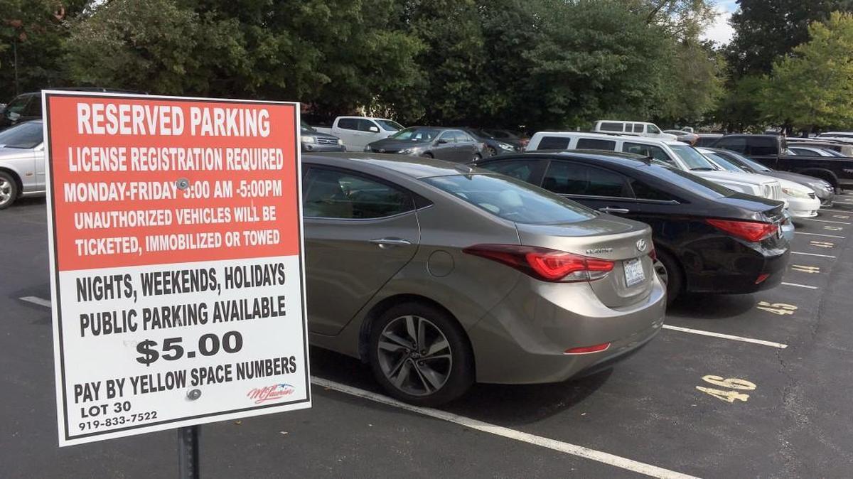 A parking lot managed on South Wilmington Street in downtown Raleigh.