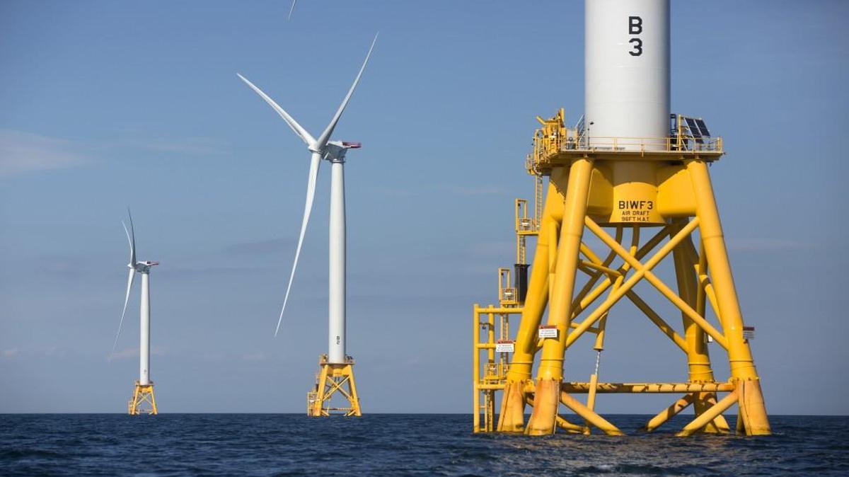 Wind turbines like these off Block Island, R.I. could be springing up off the coast of Kitty Hawk in the near future.
