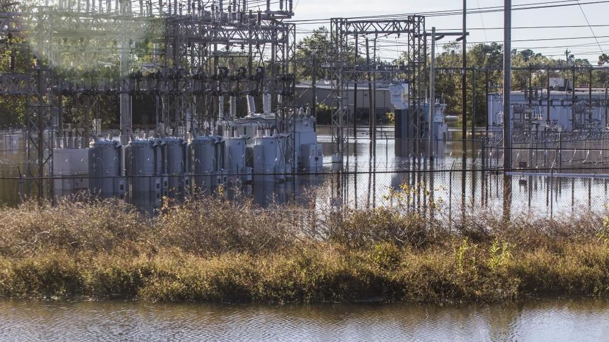 Duke Energy Progress is asking for a rate increase in part to help compensate for rebuilding sections of its power grid that were destroyed by Hurricane Matthew last year. This file photo shows an electrical substation submerged in floodwaters after the storm caused massive flooding along the Lumber River in Lumberton.