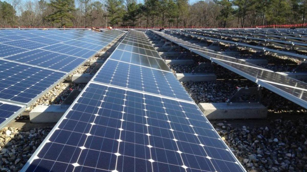 Solar farms are proliferating in rural areas across the Triangle. The array above is in Fuquay-Varina.