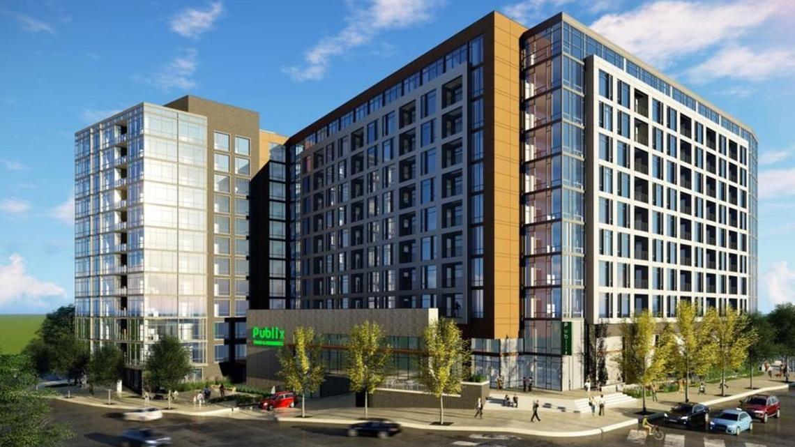 A Publix grocery store will go into an apartment tower planned for Peace Street.