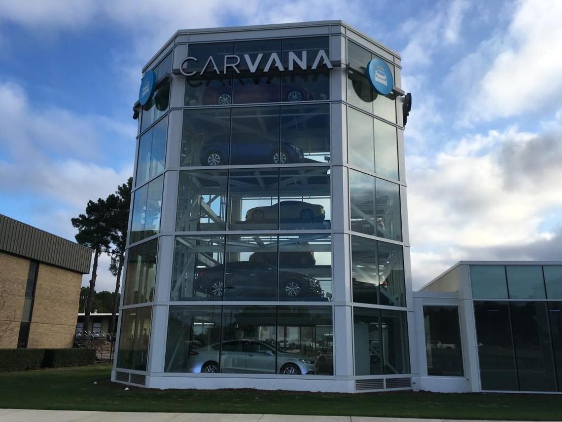 The Carvana vending machine tower seen off the Raleigh Beltline. Joydrive is helping dealerships compete with online startups like Carvana.