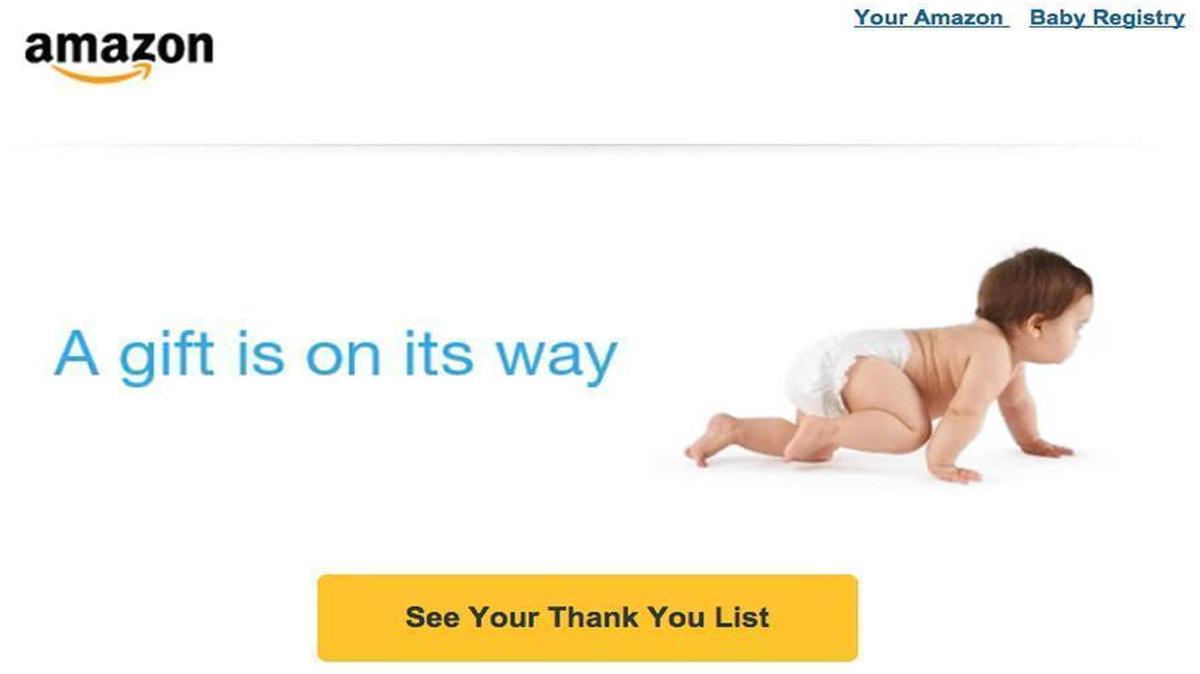 A screenshot of the baby registry email Amazon sent to customers Tuesday, Sept. 19, 2017.