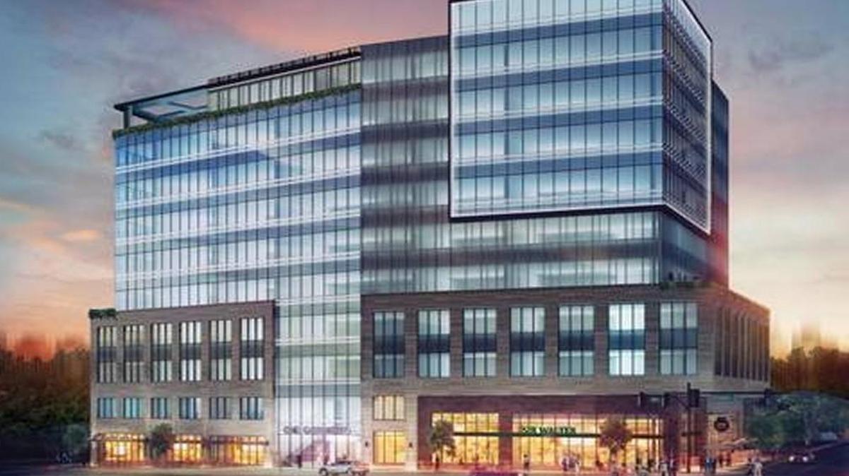 A rendering of the 10-story building planned for the intersection of Hillsborough Street and Glenwood Avenue in downtown Raleigh.