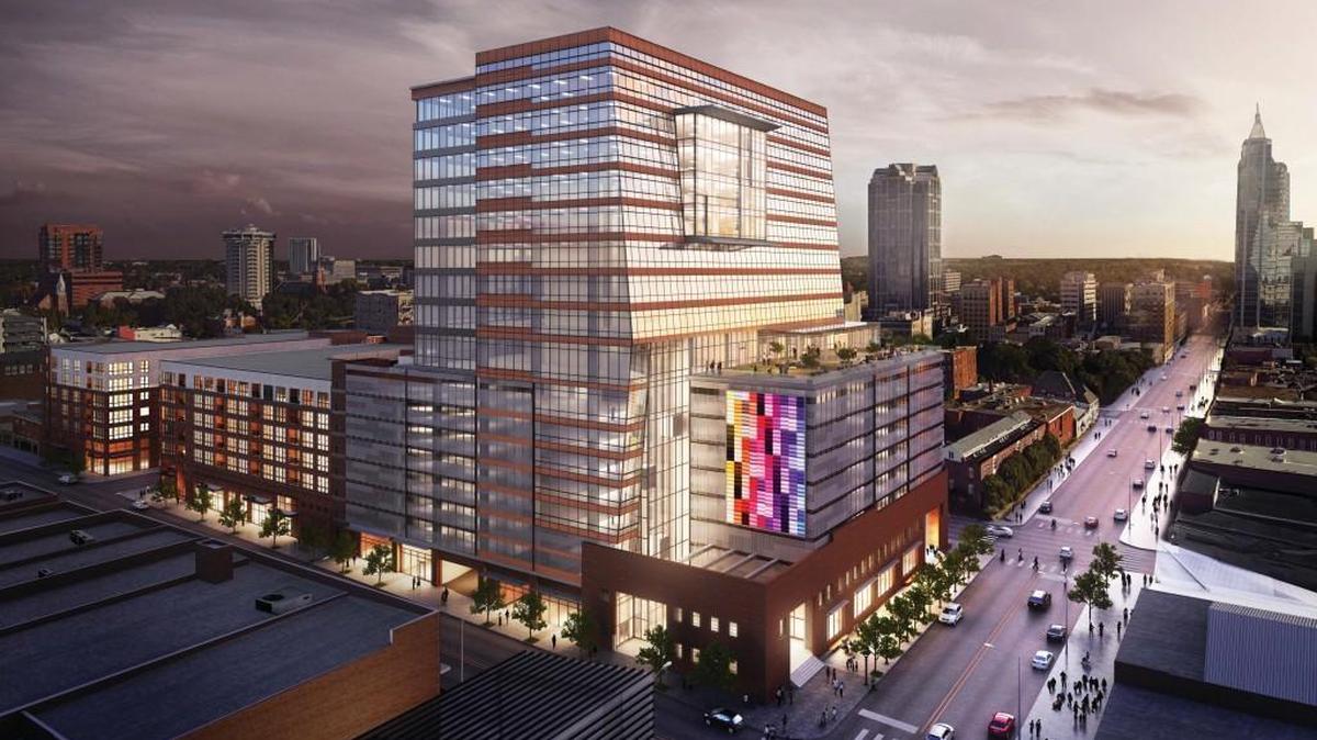 Rendering of The Dillion mixed-use highrise coming to Raleigh’s warehouse district next year.