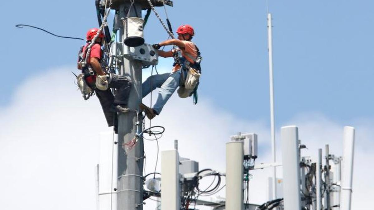 Fixed wireless internet service uses cell towers, like this one shown in Raleigh in 2016, to send broadband to antennas at homes and businesses.