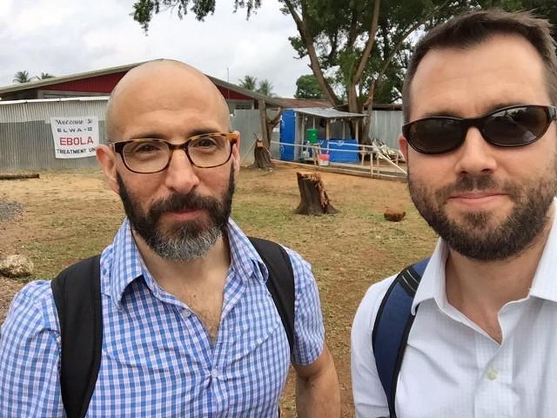 UNC-Chapel Hill Doctors David Wohl, left, and William Fischer II at the hospital in Monrovia, Liberia. They were among the infectious disease doctors who answered the World Health Organization’s call to respond to ebola in Africa.