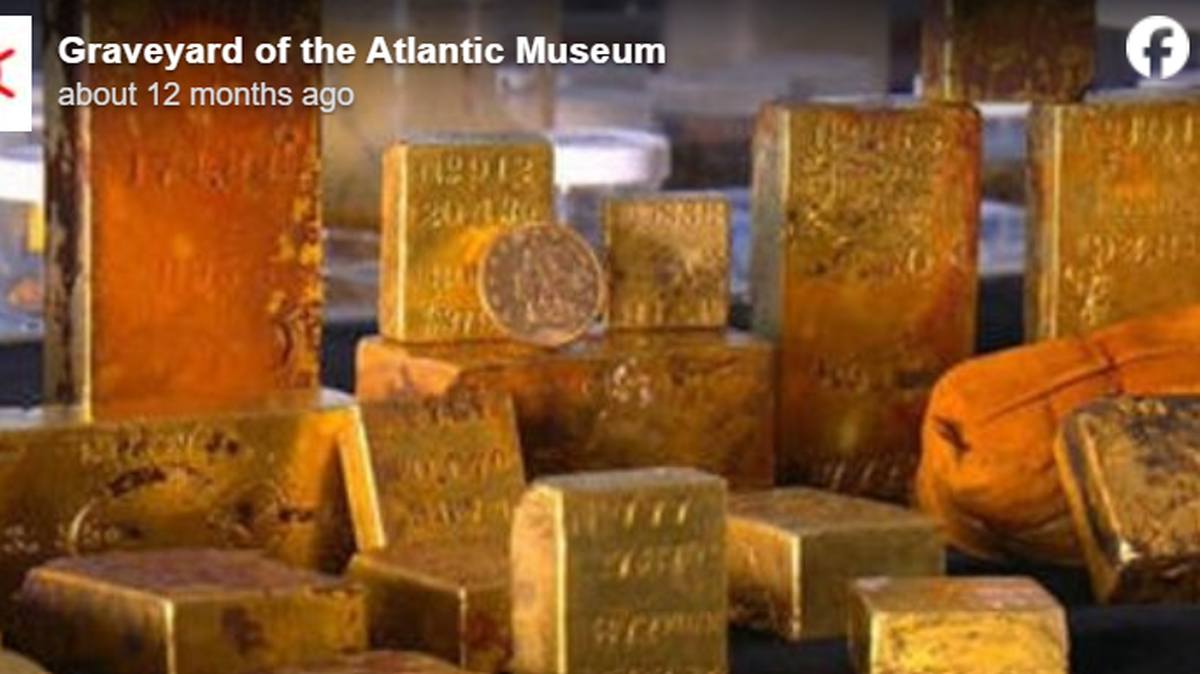 The gold-filled ship started sinking off the North Carolina coast during a hurricane.
