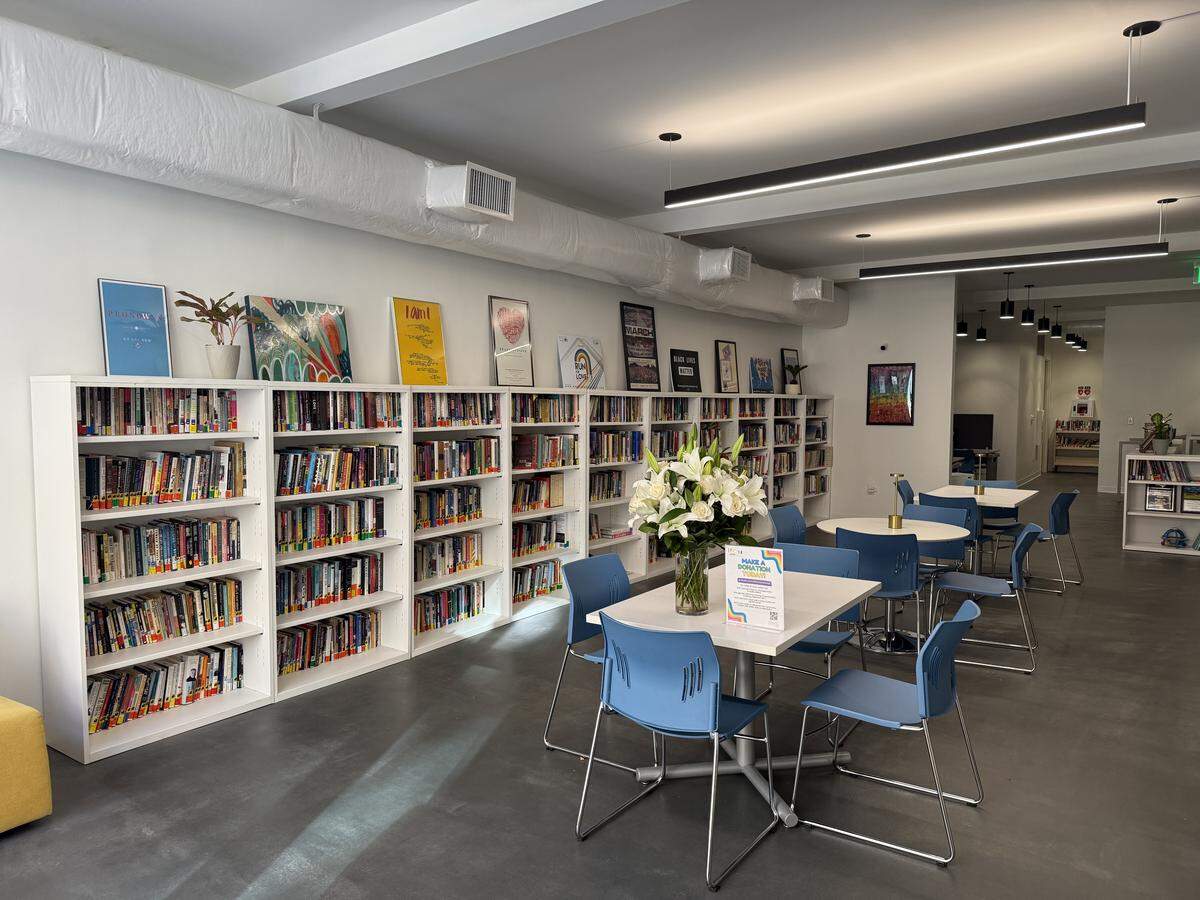 The new LGBT Center of Raleigh on Cabarrus Street, photographed on Thursday, Dec. 11, 2025, has a large book collection and space for private and public meetings.