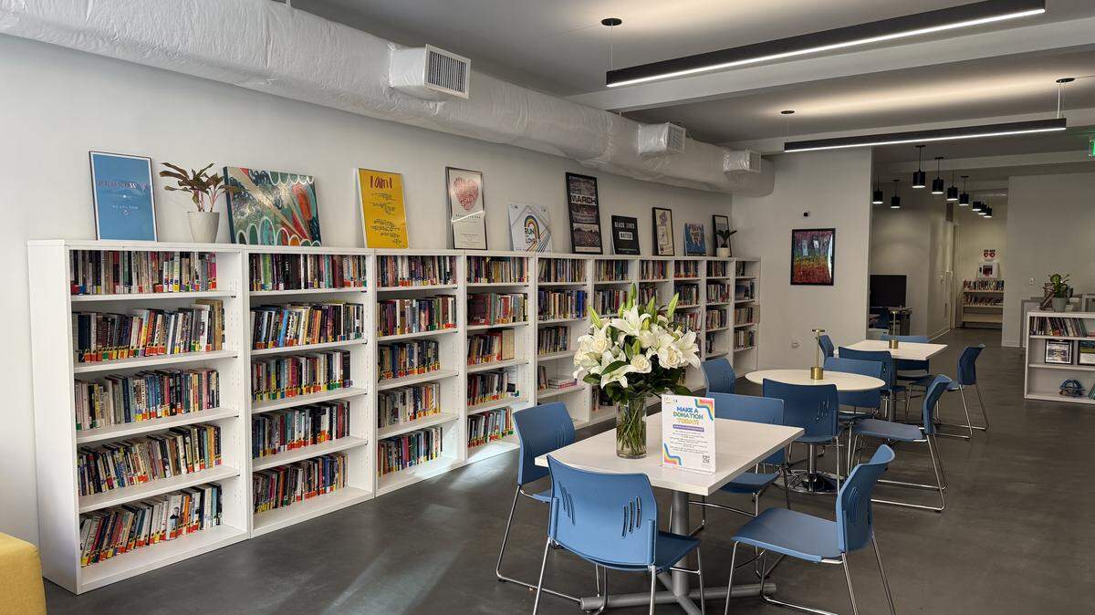 The new LGBT Center of Raleigh on Cabarrus Street, photographed on Thursday, Dec. 11, 2025, has a large book collection and space for private and public meetings.