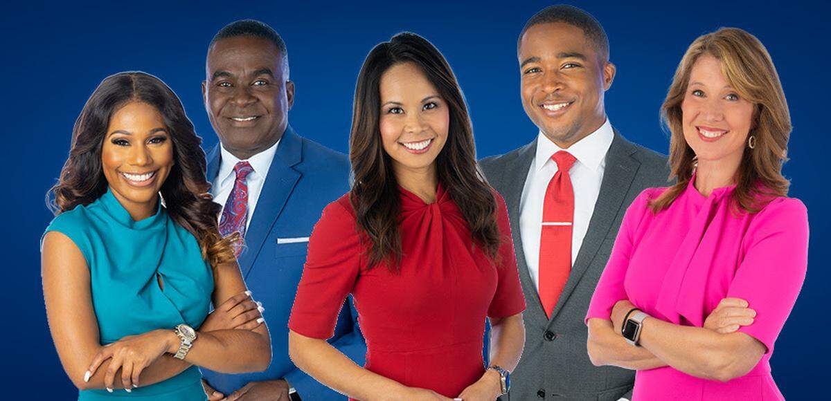 WRAL’s weekday morning newscasts will now feature, from left, Lora Lavigne, Ken Smith, Renee Chou, Chris Lovingood and Elizabeth Gardner.