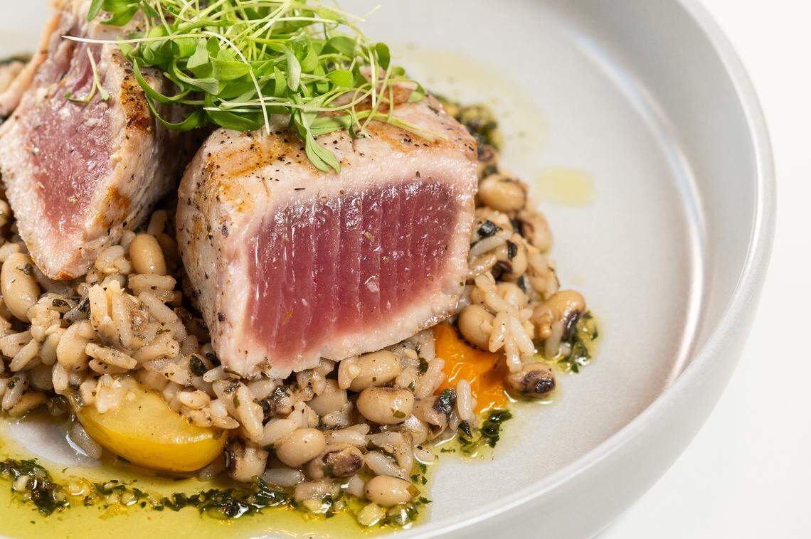 Seared Ahi Tuna from Atlantic Prime Coastal Kitchen in Franklinton, North Carolina. The team behind the seafood restaurant is opening a new steakhouse in Raleigh’s Lafayette Village.