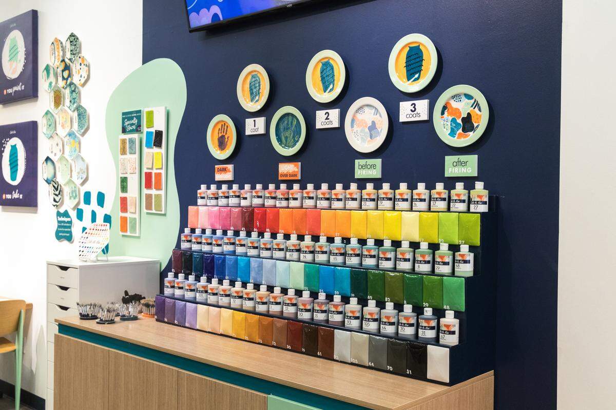 Maria Kenny, a co-owner of North Raleigh’s forthcoming Color Me Mine, said guests will be able to select and retrieve their own paints to decorate pottery.
