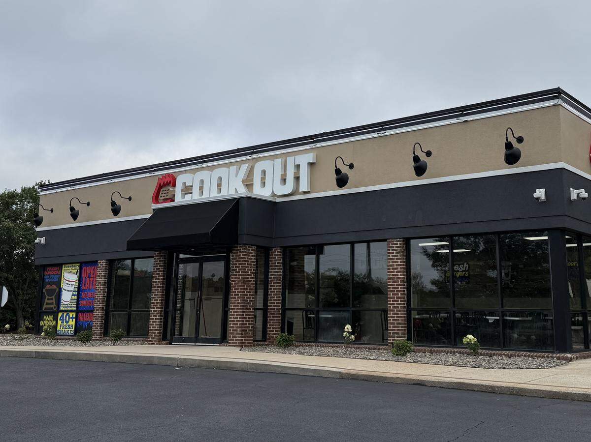 The Cook Out on Strickland Road near Six Forks Road in Raleigh has indoor seating and a drive-thru.