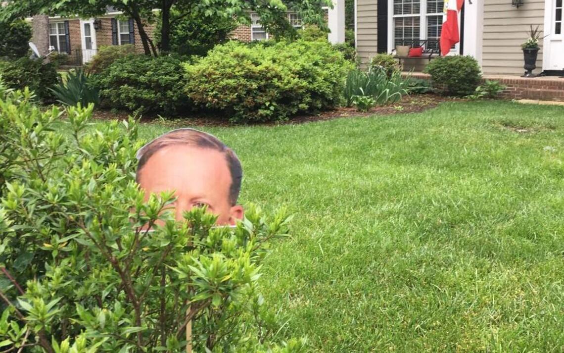 What’s that in the bushes? A cutout of Sean Spicer