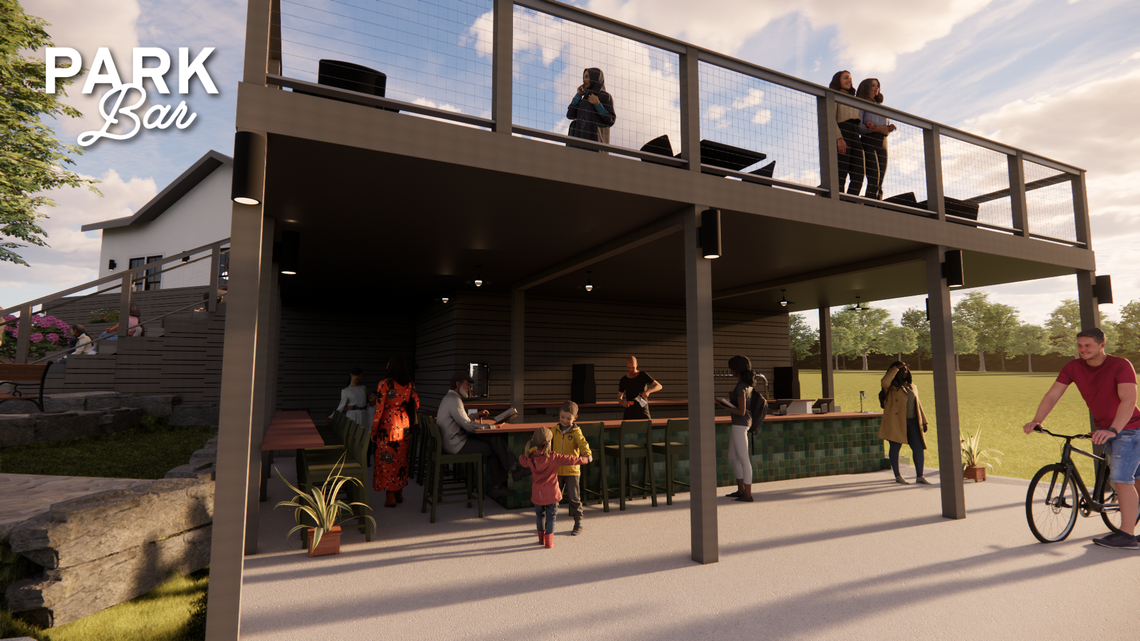 Located below the back deck of the Flowers Cottage, Park Bar will offer craft beer, wine and nonalcoholic beverages.